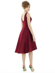 Bateau Neck Satin High Low Cocktail Dress - D697