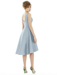 Bateau Neck Satin High Low Cocktail Dress - D697