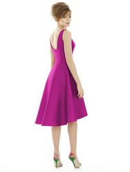 Bateau Neck Satin High Low Cocktail Dress