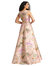 Boned Corset Closed-Back Floral Satin Gown with Full Skirt - D844FP