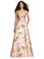 Boned Corset Closed-Back Floral Satin Gown with Full Skirt - D844FP - Butterfly Botanica Pink Sand