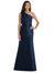 Bow One-Shoulder Satin Trumpet Gown - D794 - Midnight Navy