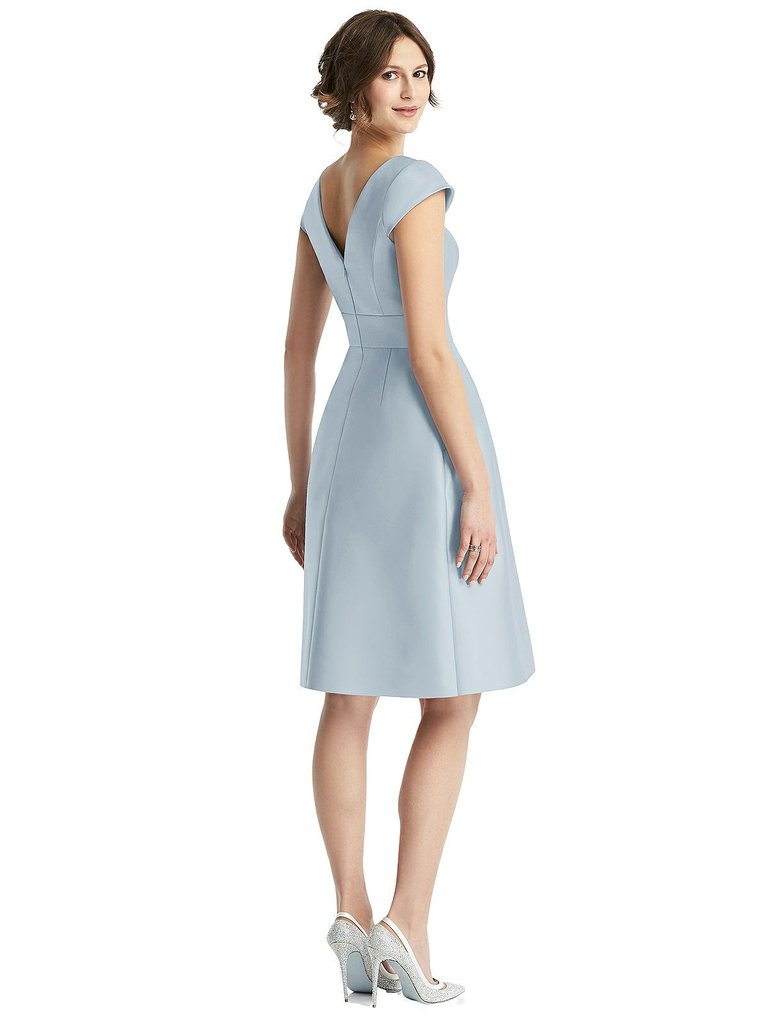 Cap Sleeve Pleated Cocktail Dress With Pockets - D766 