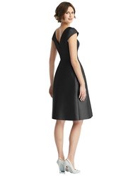 Cap Sleeve Pleated Cocktail Dress With Pockets - D766 