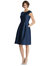 Cap Sleeve Pleated Cocktail Dress With Pockets - D766  - Midnight Navy