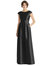 Cap Sleeve Pleated Skirt Dress With Pockets - D767  - Black