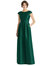 Cap Sleeve Pleated Skirt Dress With Pockets - D767  - Hunter Green
