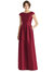 Cap Sleeve Pleated Skirt Dress With Pockets - D767  - Burgundy