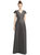 Cap Sleeve V-Neck Satin Gown With Pockets - D779 - Caviar Gray