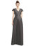 Cap Sleeve V-Neck Satin Gown With Pockets - D779 - Caviar Gray