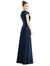 Cap Sleeve V-Neck Satin Gown With Pockets - D779