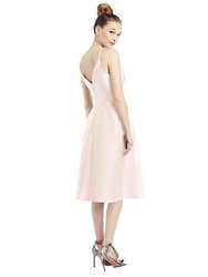 Draped Faux Wrap Cocktail Dress With Pockets - D777