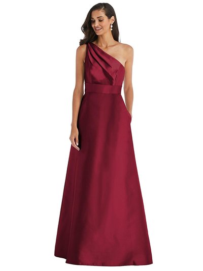 Alfred Sung Draped One-Shoulder Satin Maxi Dress With Pockets - D815 product