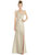 Draped One-Shoulder Satin Trumpet Gown With Front Slit - D827 - Champagne