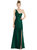 Draped One-Shoulder Satin Trumpet Gown With Front Slit - D827 - Hunter Green