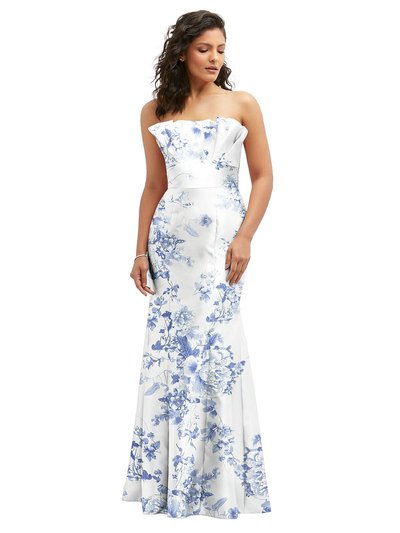 Alfred Sung Floral Strapless Satin Fit And Flare Dress With Crumb-Catcher Bodice - D853FP product