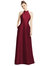 High-Neck Cutout Satin Dress with Pockets - D772 - Burgundy