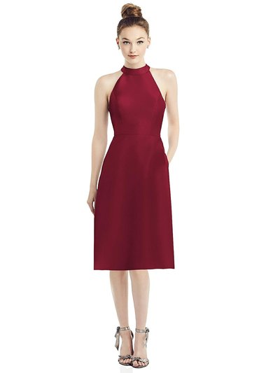 Alfred Sung High-Neck Open-Back Satin Cocktail Dress - D773 product