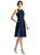 High-Neck Satin Cocktail Dress With Pockets - D769   - Midnight Navy