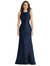 Jewel Neck Bowed Open-Back Trumpet Dress With Front Slit - D824  - Midnight Navy