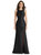 Jewel Neck Bowed Open-Back Trumpet Dress With Front Slit - D824  - Black