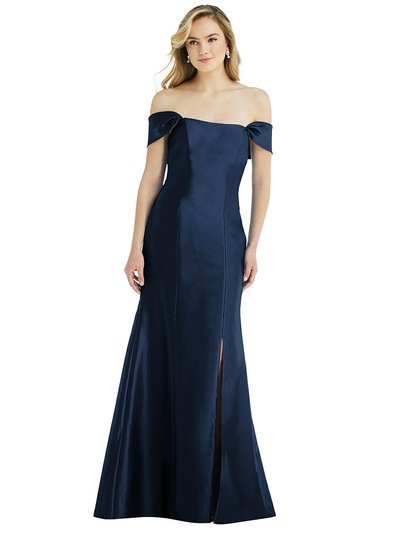 Alfred Sung Off-the-Shoulder Bow-Back Satin Trumpet Gown - D793 product