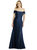 Off-the-Shoulder Bow-Back Satin Trumpet Gown - D793 - Midnight Navy