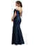 Off-The-Shoulder Bow Satin Corset Dress With Fit And Flare Skirt - D854