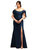 Off-The-Shoulder Bow Satin Corset Dress With Fit And Flare Skirt - D854 - Midnight Navy