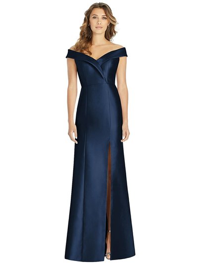 Alfred Sung Off-the-Shoulder Cuff Trumpet Gown With Front Slit - D760 product