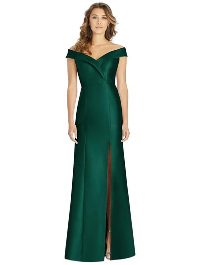 Alfred Sung Off-the-Shoulder Cuff Trumpet Gown With Front Slit - D760 product