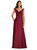 Off-the-Shoulder Draped Wrap Satin Maxi Dress - D811  - Burgundy