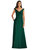 Off-the-Shoulder Draped Wrap Satin Maxi Dress - D811  - Hunter Green