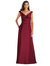 Off-the-Shoulder Draped Wrap Satin Maxi Dress - D811  - Burgundy