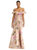 Off-The-Shoulder Ruffle Neck Floral Satin Trumpet Gown - D836FP - Butterfly Botanica Pink Sand