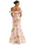 Off-The-Shoulder Ruffle Neck Floral Satin Trumpet Gown - D836FP