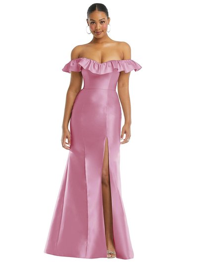 Alfred Sung Off-The-Shoulder Ruffle Neck Satin Trumpet Gown - D836 product