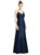 Open-Back Bow Tie Satin Trumpet Gown - D780 - Midnight Navy