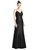 Open-Back Bow Tie Satin Trumpet Gown - D780 - Black