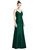 Open-Back Bow Tie Satin Trumpet Gown - D780 - Hunter Green