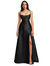 Open Neckline Cutout Satin Twill A-Line Gown with Pockets - D840 - Black