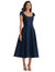 Puff Cap Sleeve Full Skirt Satin Midi Dress - D798  - Midnight Navy