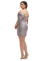 Satin Off-The-Shoulder Bow Corset Fit And Flare Mini Dress - D855