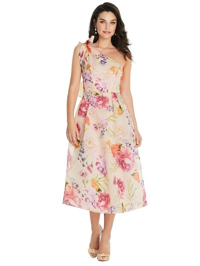 Alfred Sung Scarf-Tie One-Shoulder Pink Floral Organdy Midi Dress  - D835FP product