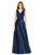 Sleeveless A-Line Satin Dress With Pockets - D754 - Midnight Navy