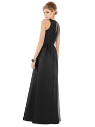 Sleeveless Keyhole Back Satin Maxi Dress - D707