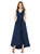 Sleeveless Pleated Skirt High Low Dress with Pockets - D723 - Midnight Navy