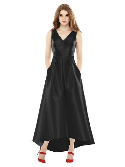Alfred Sung Sleeveless Pleated Skirt High Low Dress with Pockets - D723 product
