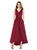 Sleeveless Pleated Skirt High Low Dress with Pockets - D723 - Burgundy