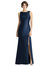 Sleeveless Satin Trumpet Gown with Bow at Open-Back - D770 - Midnight Navy